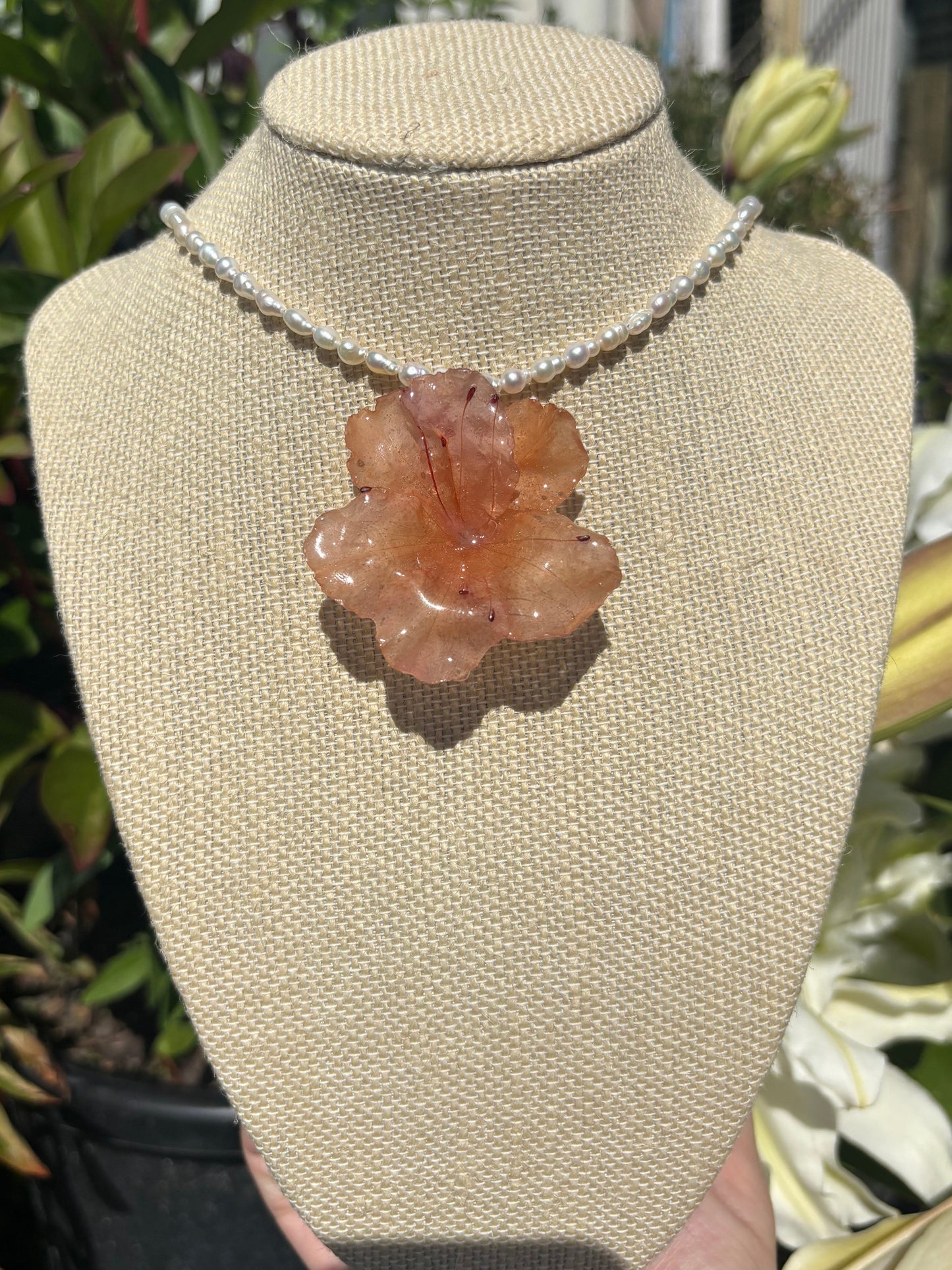 Azalea and Pearl Necklace