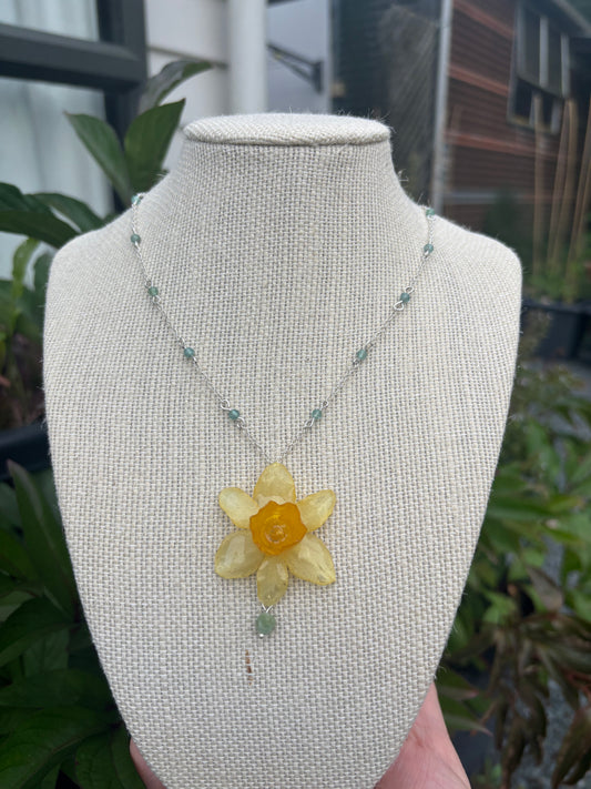 Tourmaline, Apatite and Daffodil Necklace