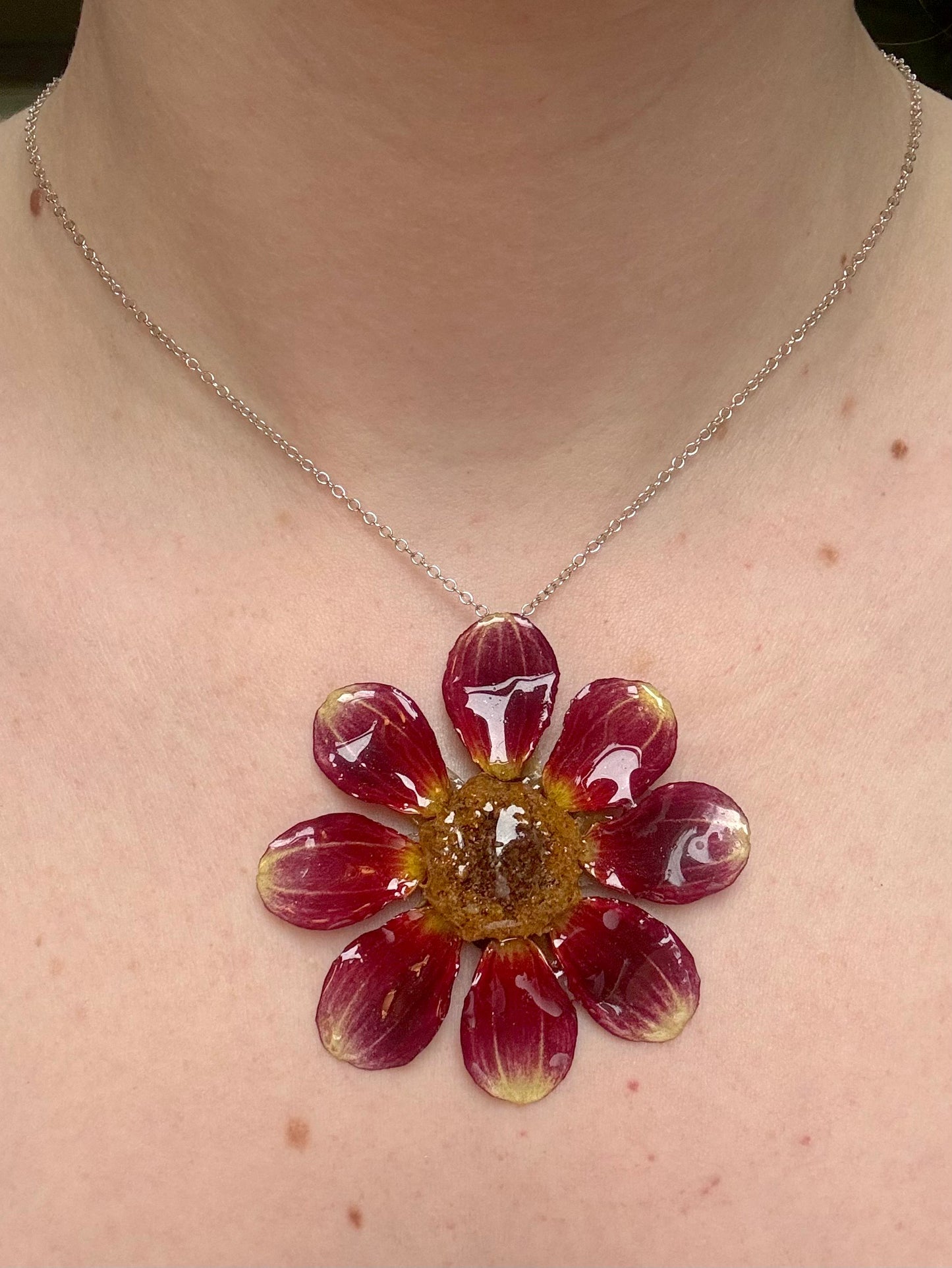 Red Dahlia Necklace
