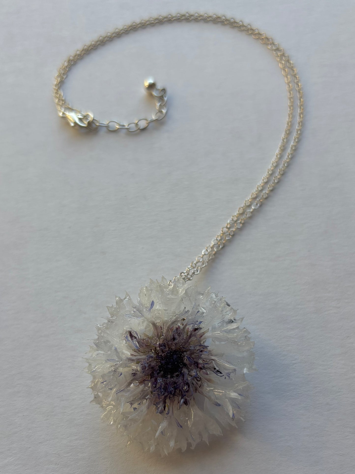 Blue Cornflower Necklace - Silver