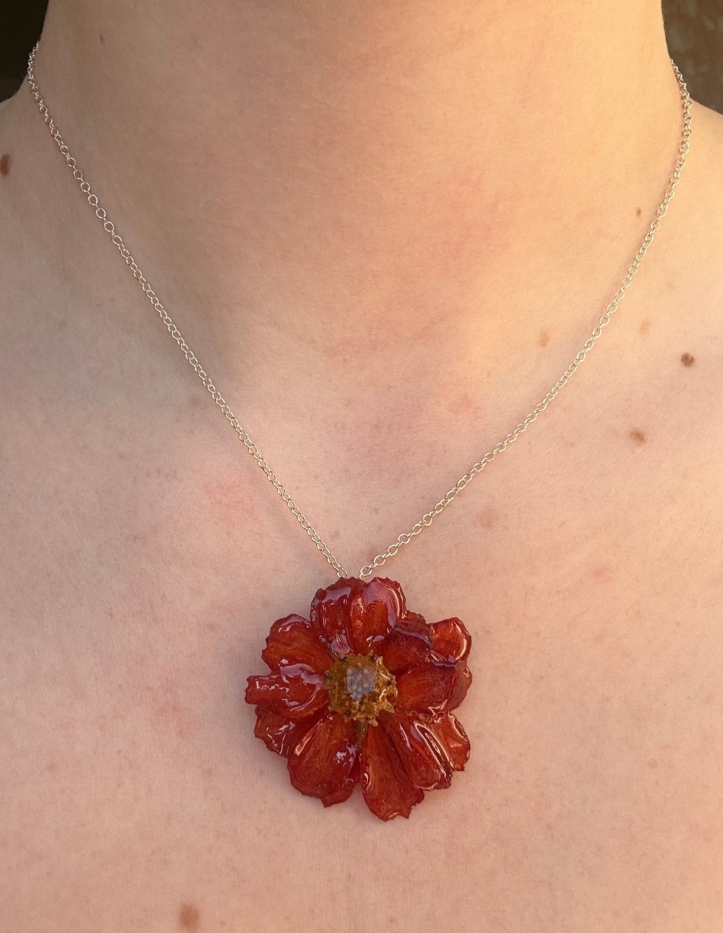 Orange Zinnia Necklace