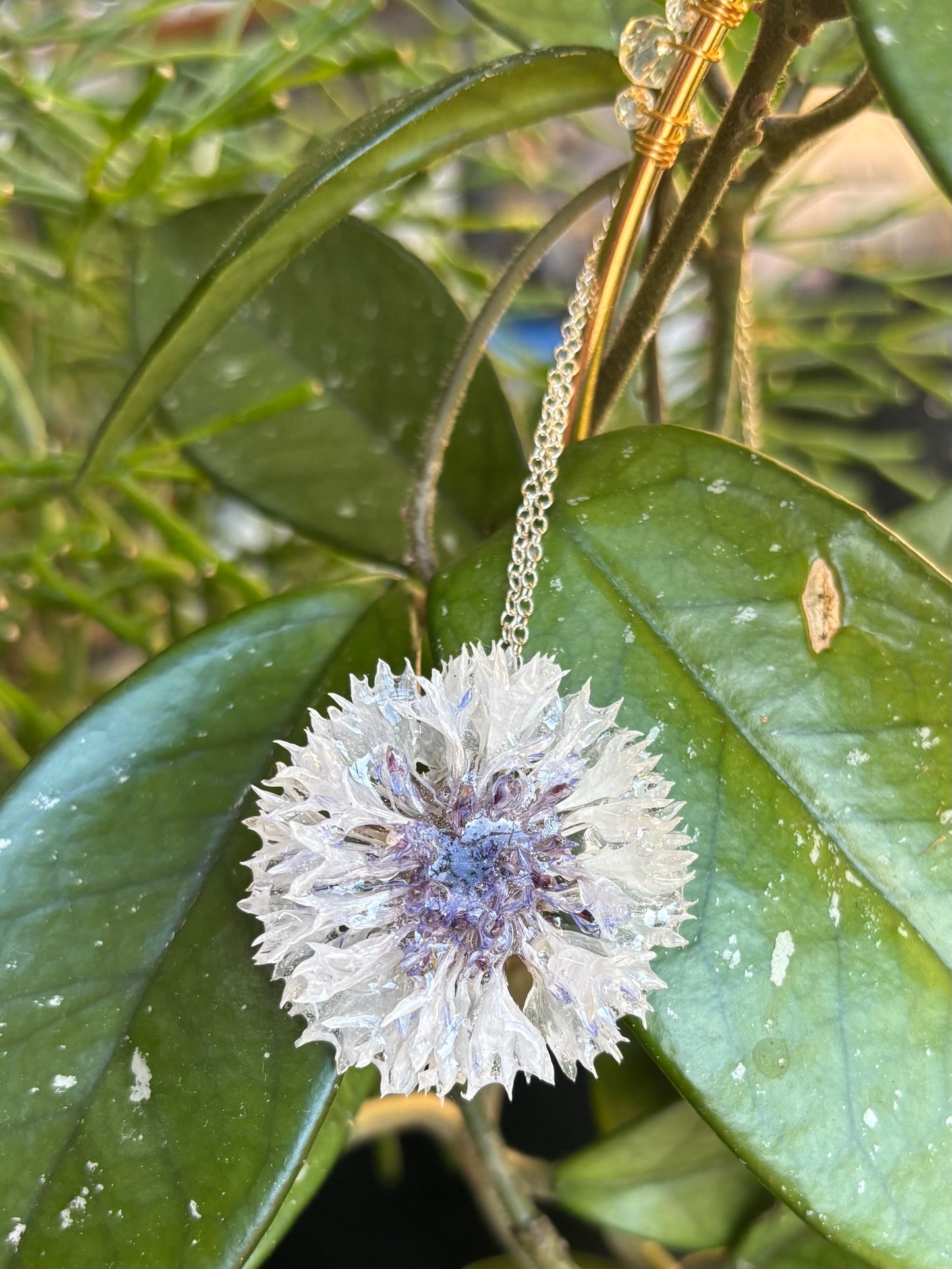 Blue Cornflower Necklace - Silver