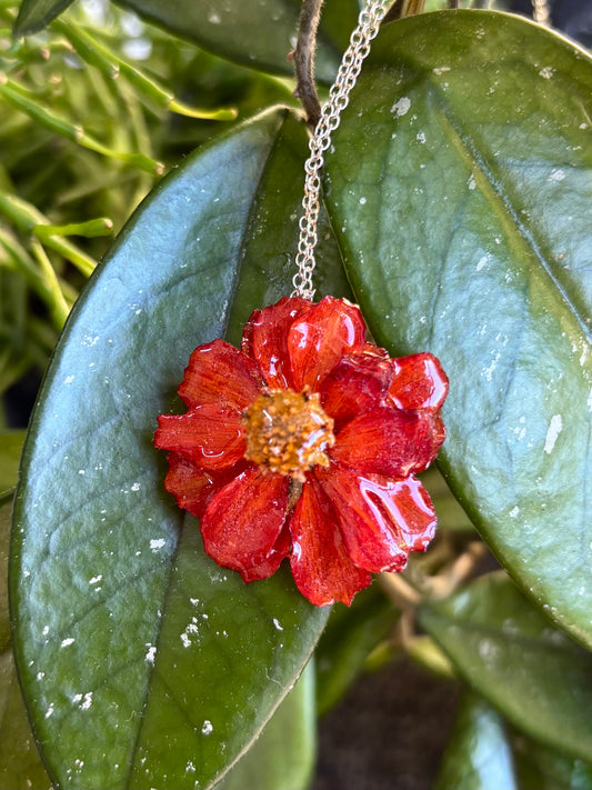 Orange Zinnia Necklace